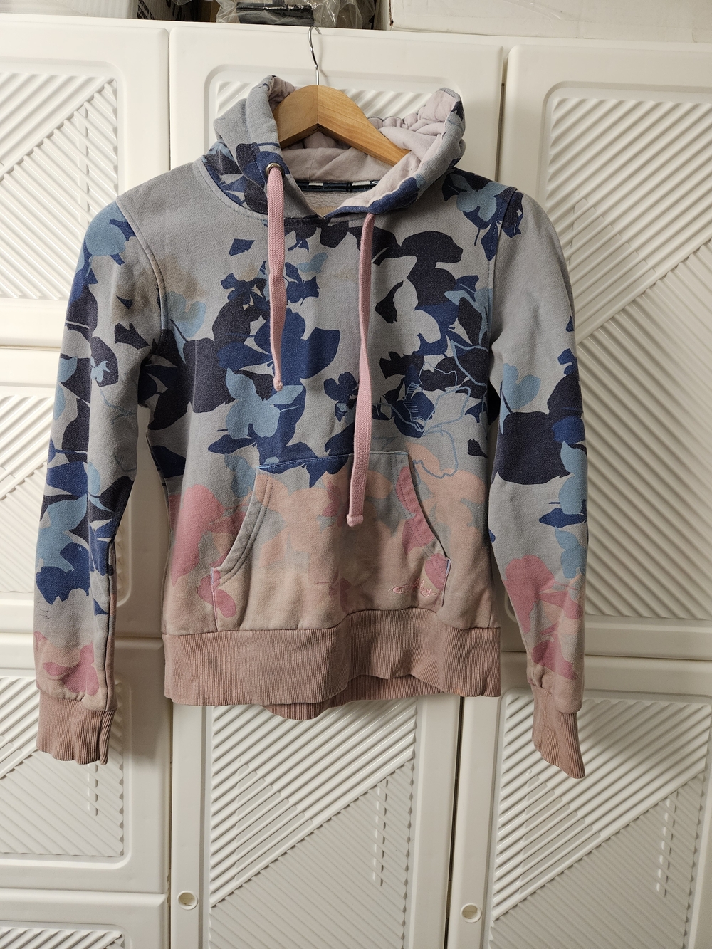 Pink & Blue Floral Hooded Sweatshirt